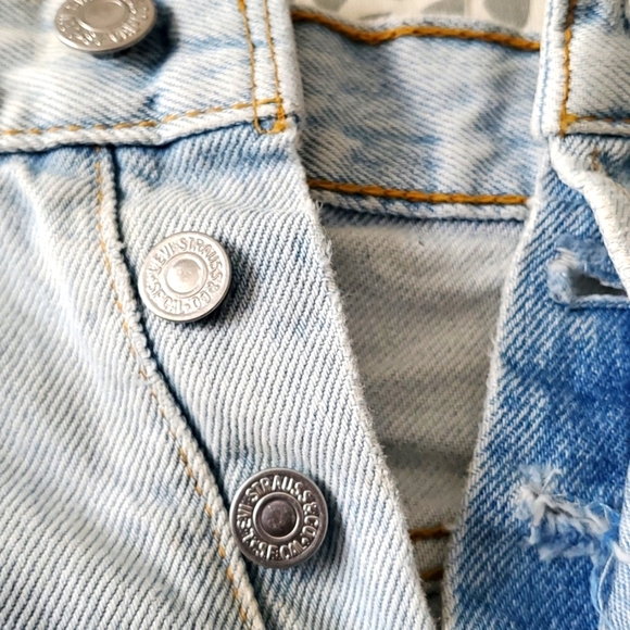 Levi 501 Button Up Patch Work Mini Skirt - Picture 5 of 6